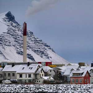 Vista de Akranes, Islandia